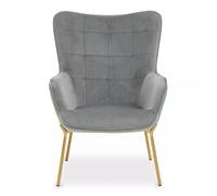 Orsina High Back Velvet Armchair with Gold Legs, Versatile & Durable Armchair, Easy to Maintain Bucket Chair in Grey Orsina Grey