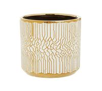 Interiors By Ph Small White Gold Ceramic Planter