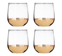 Premier Housewares Glass Tumblers Horizon Hand-blown Clear Gold Set of 4 9 x 9 x 10 cm