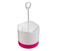 Orsina Hot Pink And White Plastic Cutlery Caddy, White Cutlery Caddy With 4 Compartment, Drainer With Hanging Loop