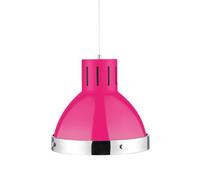 Orsina Hot Pink Finish Chrome Bell Shaped Pendant Light, Bright Contemporary Ceiling Fixture, Modern Pendant Lamp