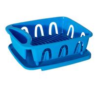Premier Housewares Dish Rack Durable Dish Drainer Rack Blue Cutlery Drainer With Holes Practical Sink Drainer For Kitchen Draining Board Rack 36 x 31 x 13