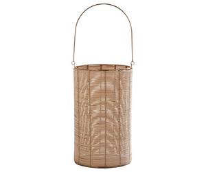 Orsina Hurricane Candle Holder, Eco-Friendly Rattan And Iron Frame Candle Holder, Rustic Design With Sleek Handle