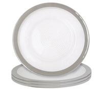 Orsina Ida Set Of Four 33Cm Dia Embossed Charger Plates With Silver Rim