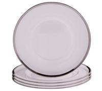 Orsina Ida Set Of Four 33Cm Dia Plain Charger Plates With Silver Rims
