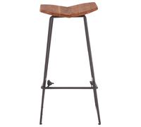 Orsina Industrial Bar Stool With Decorative Bird Accents, Metal Stool With Elm Wood Seat, Ideal For Everyday Use in Natural Orsina Natural