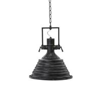 Orsina Medium Chrome Pendant Light, Reflective Industrial Ceiling Light With Glass Base, Flared Stepped Shade in Black Orsina Black