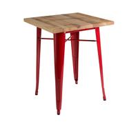 Orsina Industrial Black Side Table in Powder Coated Metal & Wood, Versatile Small Table, Everyday Use Lounge Table in Red Orsina Red
