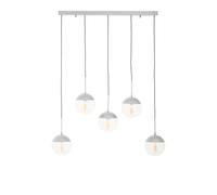 Orsina Industrial Chrome 5 Pendant Light, Adjustable Globe Pendant Ceiling Light for Dining Table, Hanging Light in Silver Orsina Silver