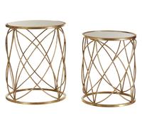Orsina Industrial Design Set Of Two Round Side Tables, Versatile Table For Livingroom, Everyday Use Lounge Table in Gold Orsina Gold