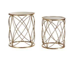 Orsina Industrial Design Set Of Two Round Side Tables, Versatile Table For Livingroom, Everyday Use Lounge Table