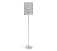 Orsina Industrial Style Silver Floor Lamp, Mesh Shade Metal Floor Light With Cylindrical Diffuser Orsina Silver