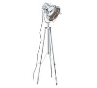 Orsina Industrial Tripod Floor Lamp, Height Adjustable Chrome Floor Light, Tiltable Spotlight With In-Line Switch