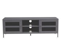 Industrial Two Door White Metal Media Unit, Classic Livingroom Media Unit, Versatile Shelving Media Unit Premier Housewares Grey One Size