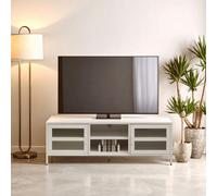 Orsina Industrial Two Door White Metal Media Unit, Classic Livingroom Media Unit, Versatile Shelving Media Unit