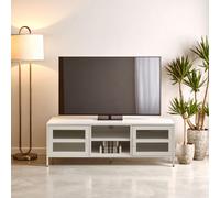 Industrial Two Door White Metal Media Unit, Classic Livingroom Media Unit, Versatile Shelving Media Unit Premier Housewares White One Size