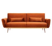 Orsina Innovative Burnt Orange Velvet Sofa Bed, Velvet Upholstered Sofa Bed, Sleeper Sofa With Gold Finish Legs | Size: 2 Seater Orsina Orange 2 Seater