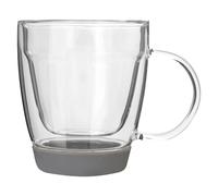 Orsina Insulated Double Wall Glass Mug 220ml, Premium Glass Coffee Mug, Non Slip Silicone Base Double Walled Mug in Clear Orsina Clear