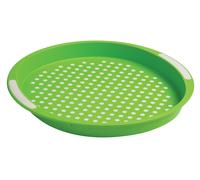 Orsina Integrated Side Handles Anti Slip Round Serving Tray, Non Slip Surface Tray, Lightweight Kitchen Tray in Green Orsina Green