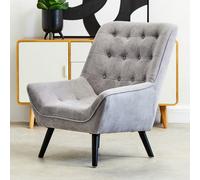 Orsina Interior By Premier Versatile Grey Curved Chair, Highback Velvet Buttoned Chair, Lightweight Velvet High-Back Dining Chair