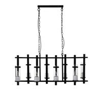 Orsina Iron And Glass Wide Pendant Light, 8 Glass Bulbs With Industrial Black Iron Frame, Statement Ceiling Light