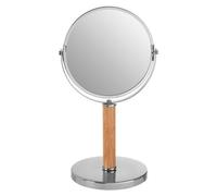 Orsina Iron And Rubberwood Table Mirror, Durable 33X15Cm Swivel Vanity Mirror, Chrome Frame