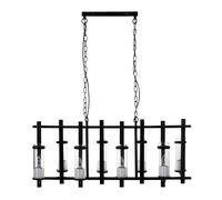 Orsina Iron & Glass Wide Pendant Light, 8 Glass Bulbs with Industrial Black Iron Frame, Statement Ceiling Light Orsina Black