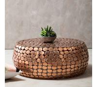 Orsina Iron Pebble Coffee Table, Modern Coffee Table, Industrial Coffee Table, Contemporary Drum Coffee Table