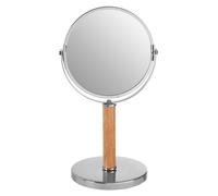 Orsina Iron And Rubberwood Table Mirror, Durable 33X15Cm Swivel Vanity Mirror, Chrome Frame