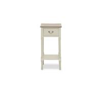 Orsina Ivory Side Table With Drawer, Slim Night Stand End Table With Bottom Shelf, Bedside Night Table For Home