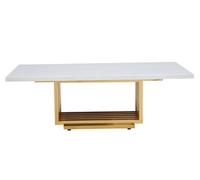 Orsina Ivory White Marble Coffee Table With Gold Finished Frame