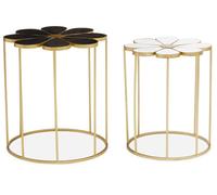 Orsina Jodie Set Of Two Black And White Petal Tables