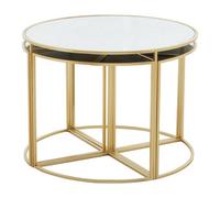Premier Housewares Five Piece Nesting Tables Set With Mirrored Top and Gold Frames/Nest Of Tables/Glass Table/Coffee Tables/Brass Glass/Mosaic Garden Table Dimensions W63 x D63 x H45cm.