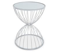 Orsina Stylish Hourglass Mirrored Top Silver Frame Side Table, Stable Side Table For Breakfast, Robust Side Table Orsina Silver