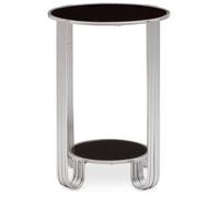 Premier housewares Round End Table Black Mirror and Silver Frame/Luxe Coffee Table/Round Furniture/Garden Coffee Table/Small Coffee Table Dimensions W40 x D40 x H55cm.