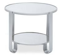Premier Housewares Round Mirrored Top Silver Frame Table/Coffee Table/Furniture/Garden Coffee Table/Small Coffee Table/Outdoor Tables Dimensions W60 x D60 x H42cm.
