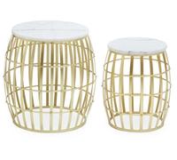 Orsina Jolie Set Of Two Round Table With White Marble And Gold Frame