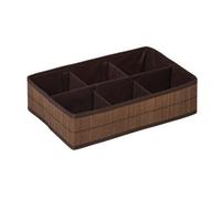 Premier Housewares Kankyo Bamboo Storage Box with 6 Sections, Dark Brown