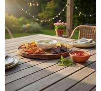 Orsina Kora Acacia Wood And White Marble Chip And Dip Plate