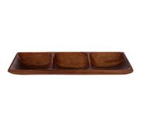 Premier Housewares 3-Section Rectangle Serving Dish - Acacia Wood, Brown