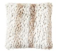 Orsina Lamina Animal Print Square Faux Fur Cushion, Luxe Leopard-Patterned Throw Pillow with Feather Filler in Natural Orsina Natural