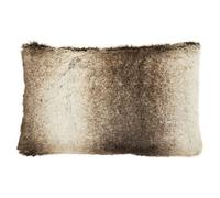 Orsina Lamina Mocha Ombre Rectangular Faux Fur Cushion, Luxe Feather-Filled Throw Pillow With Faux-Suede Reverse
