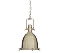 Orsina Large Antique Brass Pendant Light, Industrial Dome Shade With Chain Mount, Ceiling Light With Diffuser