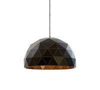 Orsina Large Black & Copper Dome Pendant Light, Matte Black Geometric Hanging Light, Steel Pendant Lamp