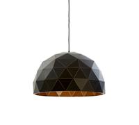 Orsina Large Black & Copper Dome Pendant Light, Matte Black Geometric Hanging Light, Steel Pendant Lamp Orsina Black