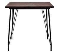 Orsina Large Black Metal And Elm Wood Table, Versatile Square Table, Sturdy Outdoor Dining Table For Lawn, Patio