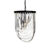 Orsina Large Black Pendant Light, Boutique Ceiling Light With Crystal Drops, Strong Iron Chain Hanging Fixture