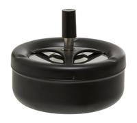 Orsina Large Black Spinning Ashtray, Push-Spin Lid Ashtray For Odour Control And Clean Disposal, Durable Metal