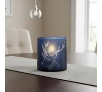 Orsina Large Blue Stag Candle Holder, Blue Glass Construction Candle Holder, Stag Motif With Attractive Details