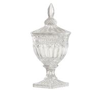 Orsina Large Decorative Jar, Clear Glass with Square Base & Dome-Shaped Lid, Elegant Knob Finial Orsina Clear